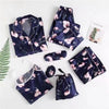 Pleasing Strings Women's Pyjamas Set 7pcs Silk Satin Loungewear Cami Shirt Pj Set