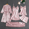 Pleasing Strings Women Cami Short Pyjamas with Robe 5 Pc Set
