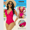 Pleasing Strings Women's Ruffled One Piece Swimsuit V Neck Lace Up