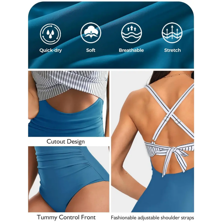Pleasing Strings Women's 1pc Tummy Control High Waist Cutout Swimsuit