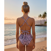 Pleasing Strings Sexy Tie Criss Cross Plunge Neck 1pc Brazilian Bathing Swimsuit