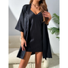 Pleasing Strings Women's Silk Satin Textured Short Gown with Robe Set