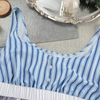 Women Blue Stripe Ease Wide Leg 3-Piece Co-ord Set | Loose Style Co-ord Set