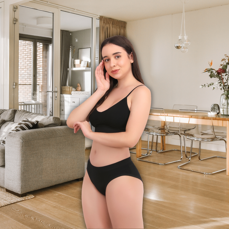 Pleasing Strings Women's Wireless Ribbed Knit Bra & Panty Set