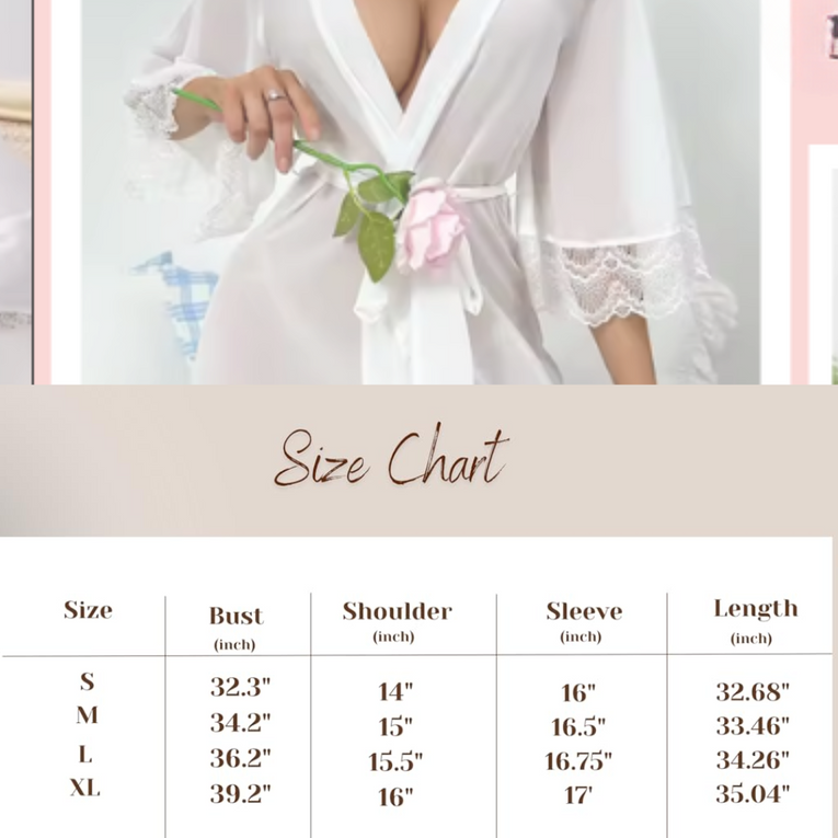 Pleasing Strings Lace Sheer 3/4 Sleeve Belted Robe