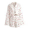 Women 2pc Heart Print Full Sleeves Shirt with Bottom Shorts Cotton Nightwear