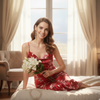 Pleasing Strings Women Silk Satin Floral Print Cowl Neck Plus Size Nightgown