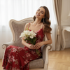 Pleasing Strings Women Silk Satin Floral Print Cowl Neck Plus Size Nightgown
