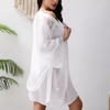 Pleasing Strings Lace Sheer 3/4 Sleeve Belted Robe