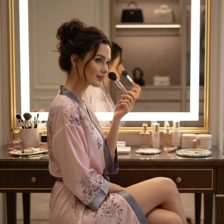 Pleasing Strings Women's Floral Printed Robe Bathrobe Satin Robes