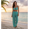 Women's 3 Piece Tropical Print Cami Bikini Swimsuit with Cover Up Pants