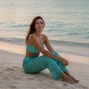 Women's 3 Piece Tropical Print Cami Bikini Swimsuit with Cover Up Pants