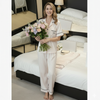 Pleasing Strings Women's Silk Satin Collared Half Sleeve Button Down Pj Set Loungewear