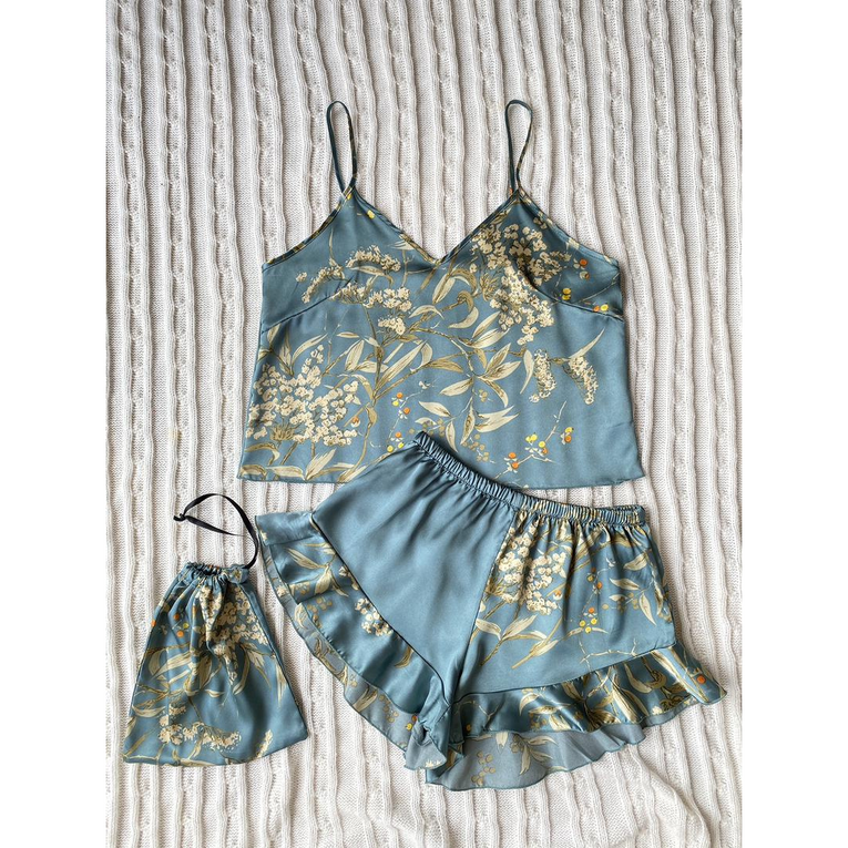 Pleasing Strings Women 5pcs Elegant Floral Print Nightgown Set