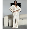 Women Plunge Neck Floral Print Full Sleeves Cotton Pj Set