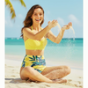 Pleasing Strings Women 2pcs Vintage Swimsuit Halter Neck with Ruched High Waist Bottom
