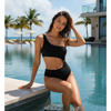 Pleasing Strings One Shoulder Women Swimsuits Sexy One Piece Tummy Control Bathing Suits Cutout Monokini Swimwear