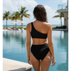 Pleasing Strings One Shoulder Women Swimsuits Sexy One Piece Tummy Control Bathing Suits Cutout Monokini Swimwear