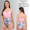 Pleasing Strings Women 2pcs Vintage Swimsuit Halter Neck with Ruched High Waist Bottom