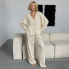 Women Plunge Neck Floral Print Full Sleeves Cotton Pj Set