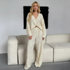 Women Plunge Neck Floral Print Full Sleeves Cotton Pj Set