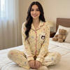 Pastel Bow Print Button-Down Pajama Set