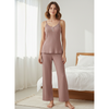Women Ribbed Knit Button-Front Lounge Co-Ord Set | Women Ribbed Loungewear Set