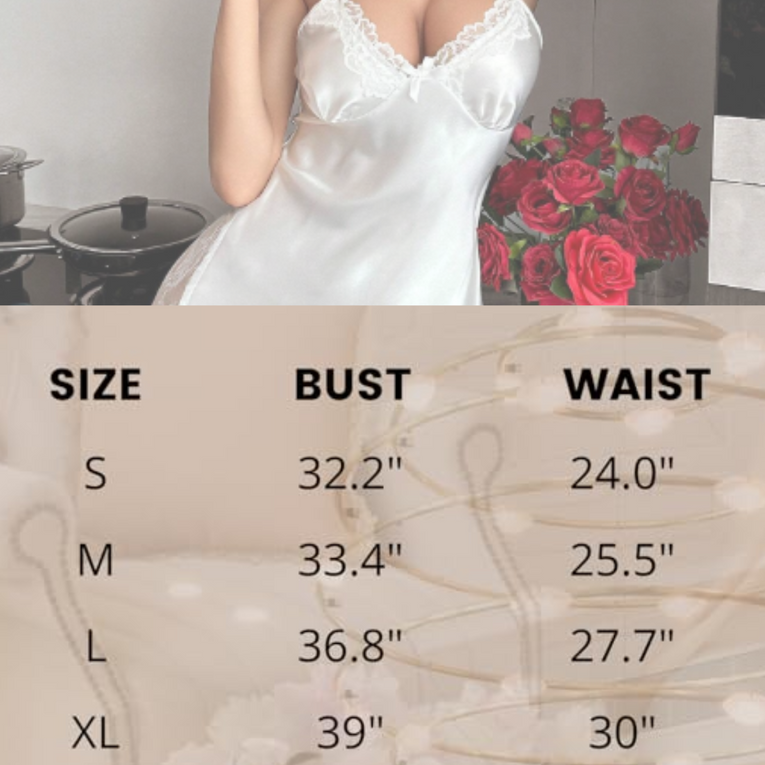 Pleasing Strings Women Satin Nightgown Side Lace Cami Night Dress