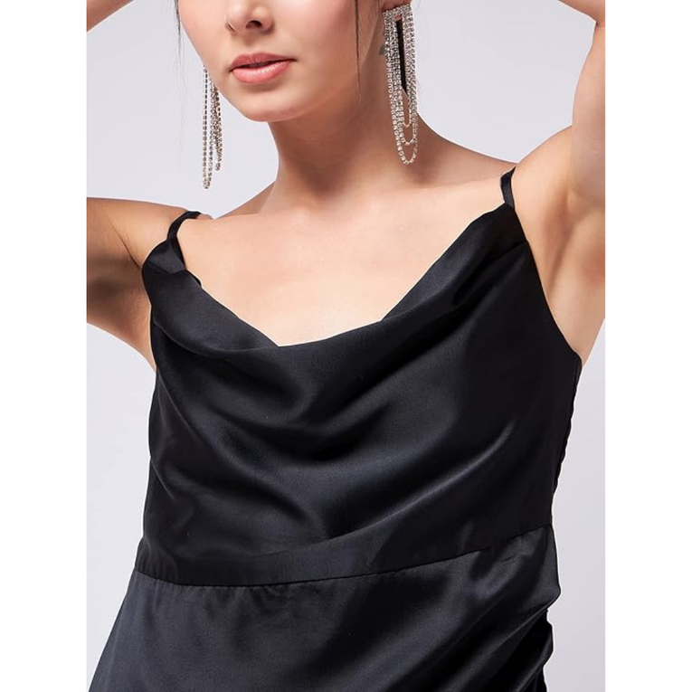 Women Satin Nightgown Silk Chemise Cowl Neck Negligee Sleepwear with Adjustable Straps