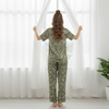 Pleasing Strings Women's 3pcs Green Silk Satin Tiger Print PJ Set