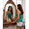 Pleasing Strings Women's Pyjamas Set 7pcs Silk Satin Loungewear Cami Shirt Pj Set