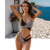 Women 2pc Leopard Print Criss-Cross Back Tie Swimsuit