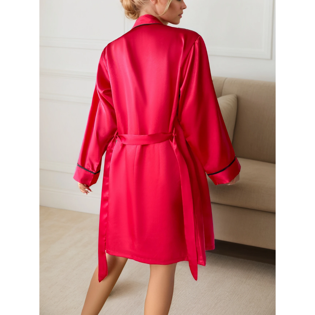 Pleasing Strings 3pcs Satin Cami Top and Shorts with Robe Sleepwear for Women
