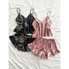 Pleasing Strings Women Satin Floral Printed 3pcs Cami Top Shorts & Gown Set