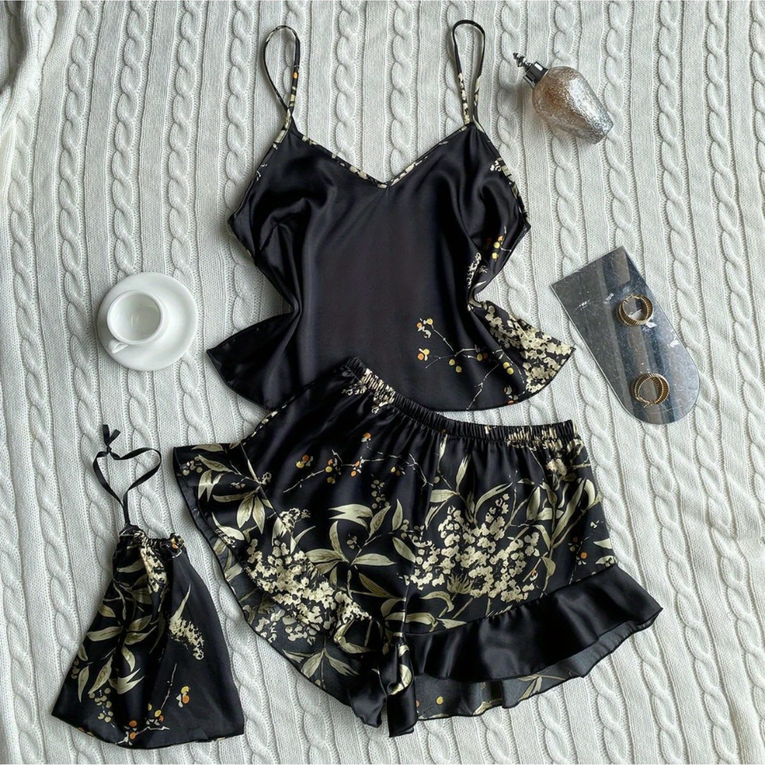 Pleasing Strings Women 5pcs Elegant Floral Print Nightgown Set