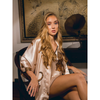Pleasing Strings Women Silk Satin Leopard Print Short Gown Robe Set