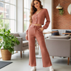 Women Soft Ribbed Button Lounge Co-Ord Set | Soft Stretch Ribbed Sleep & Lounge Set