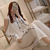 Women Ivory Luxe Satin Co-Ord Set | Women Cold-Shoulder Satin Lounge Co-Ord Set | Loungewear Set