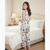 Pleasing Strings Women 3pc Beige Floral V Neck Silk Satin Pj Set