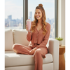 Women Soft Ribbed Button Lounge Co-Ord Set | Soft Stretch Ribbed Sleep & Lounge Set