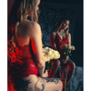 Pleasing Strings Floral Lace V-Neck Bodysuit for Women