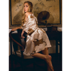 Pleasing Strings Women Silk Satin Leopard Print Short Gown Robe Set