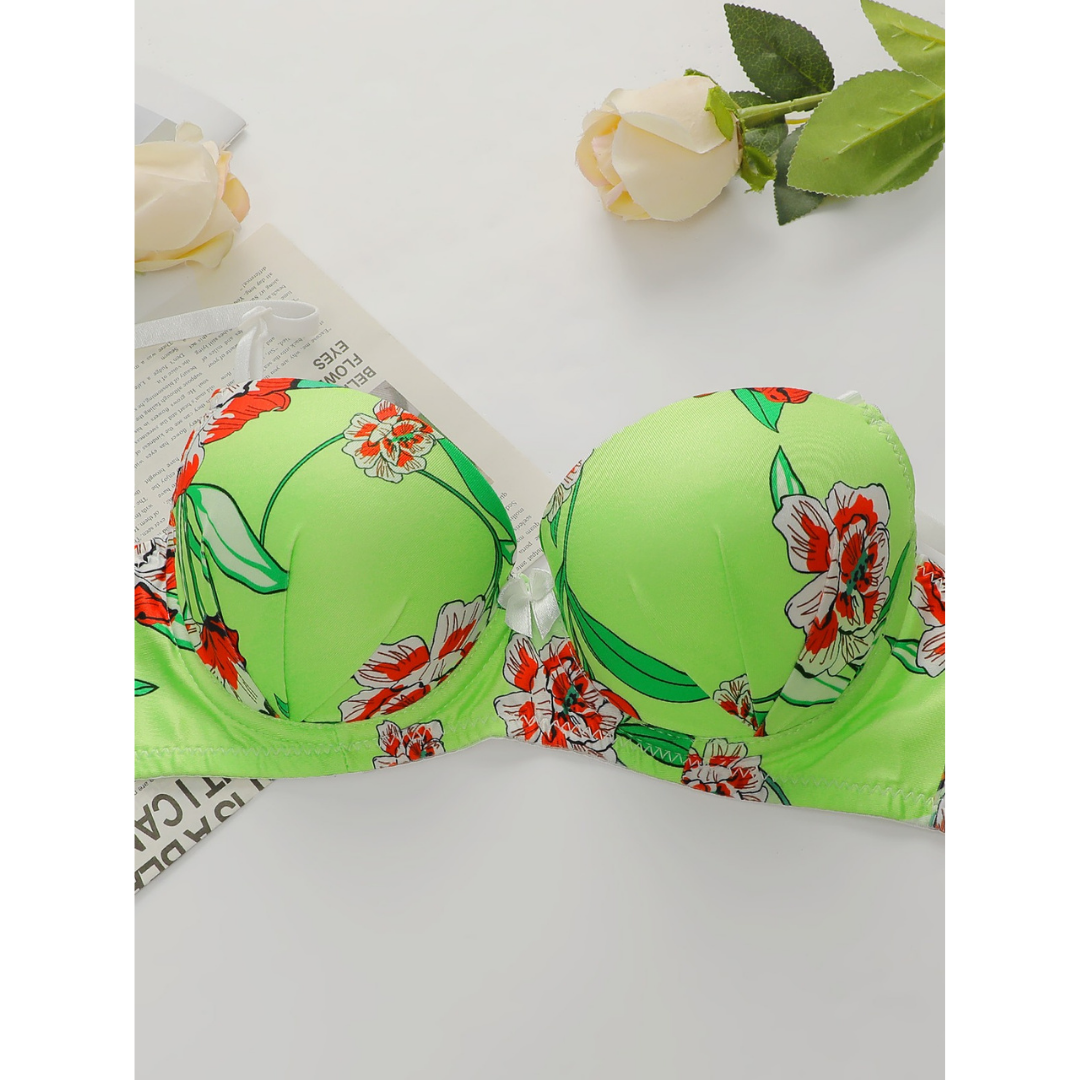 Pleasing Strings Women Floral Print Wired Push-Up Bra & Panty Set