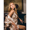 Pleasing Strings Women Silk Satin Leopard Print Short Gown Robe Set