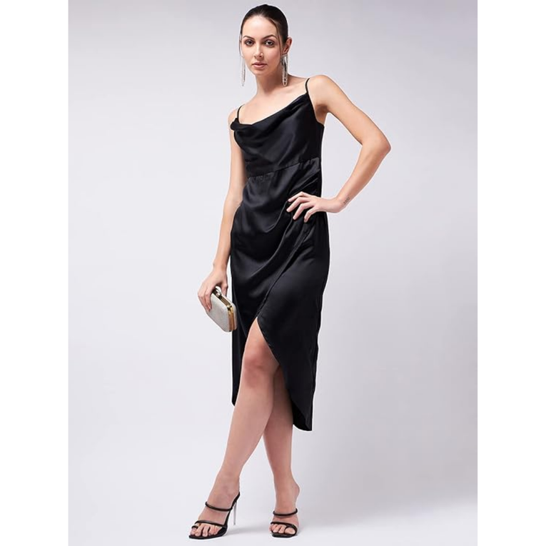 Women Satin Nightgown Silk Chemise Cowl Neck Negligee Sleepwear with Adjustable Straps
