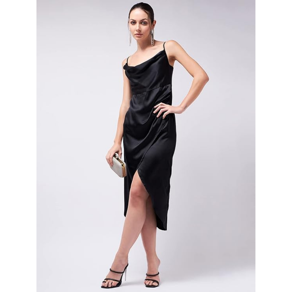 Women Satin Nightgown Silk Chemise Cowl Neck Negligee Sleepwear with Adjustable Straps