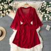 Pleasing Strings Lace Sheer 3/4 Sleeve Belted Robe