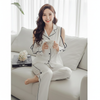 Women Ivory Luxe Satin Co-Ord Set | Women Cold-Shoulder Satin Lounge Co-Ord Set | Loungewear Set