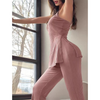 Women Ribbed Knit Button-Front Lounge Co-Ord Set | Women Ribbed Loungewear Set