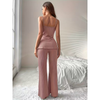 Women Ribbed Knit Button-Front Lounge Co-Ord Set | Women Ribbed Loungewear Set